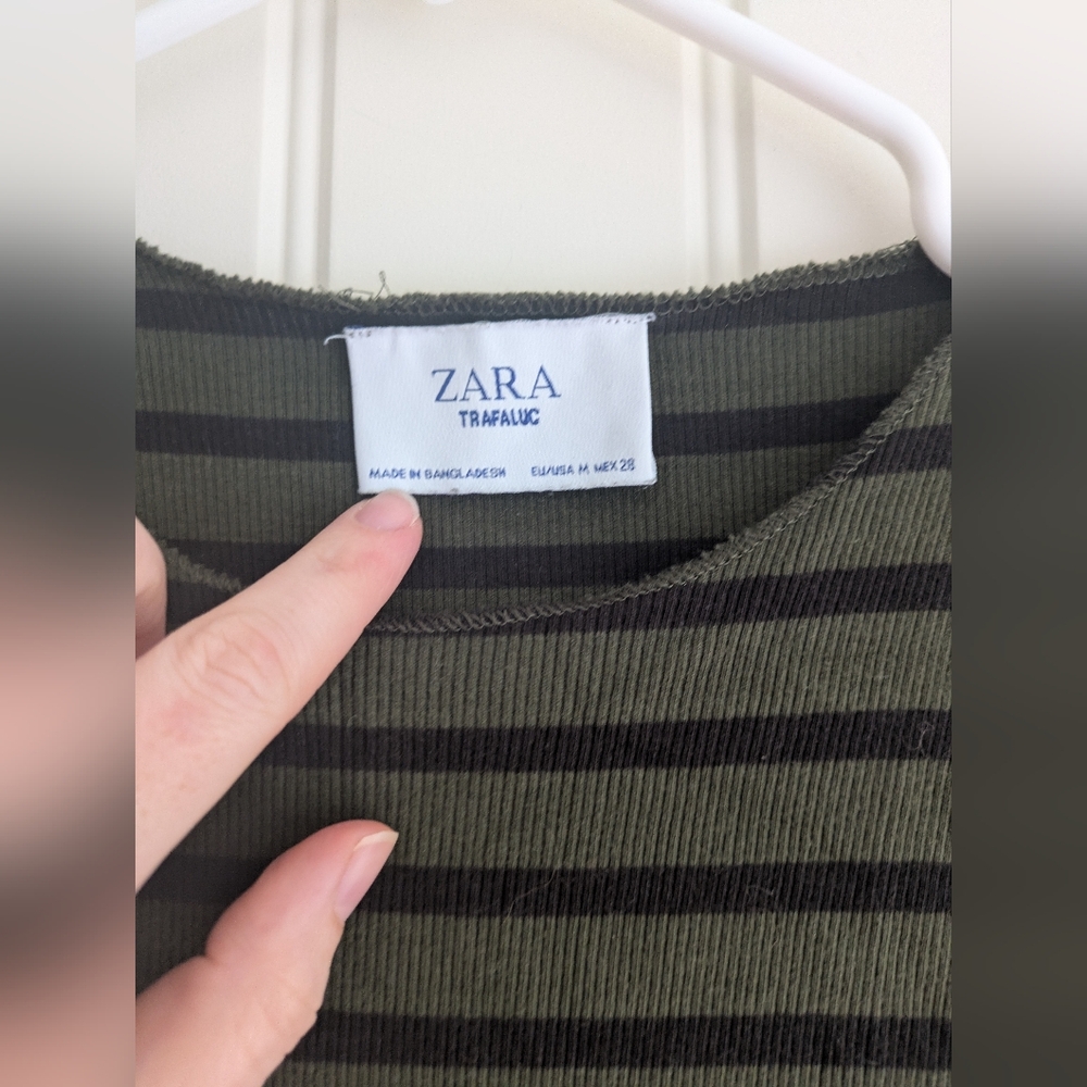 Zara Striped Green and Black Dress